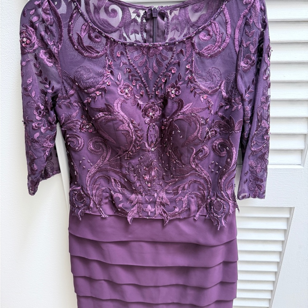 JJs House Majestic Purple Embroidered Long Sleeve Dress